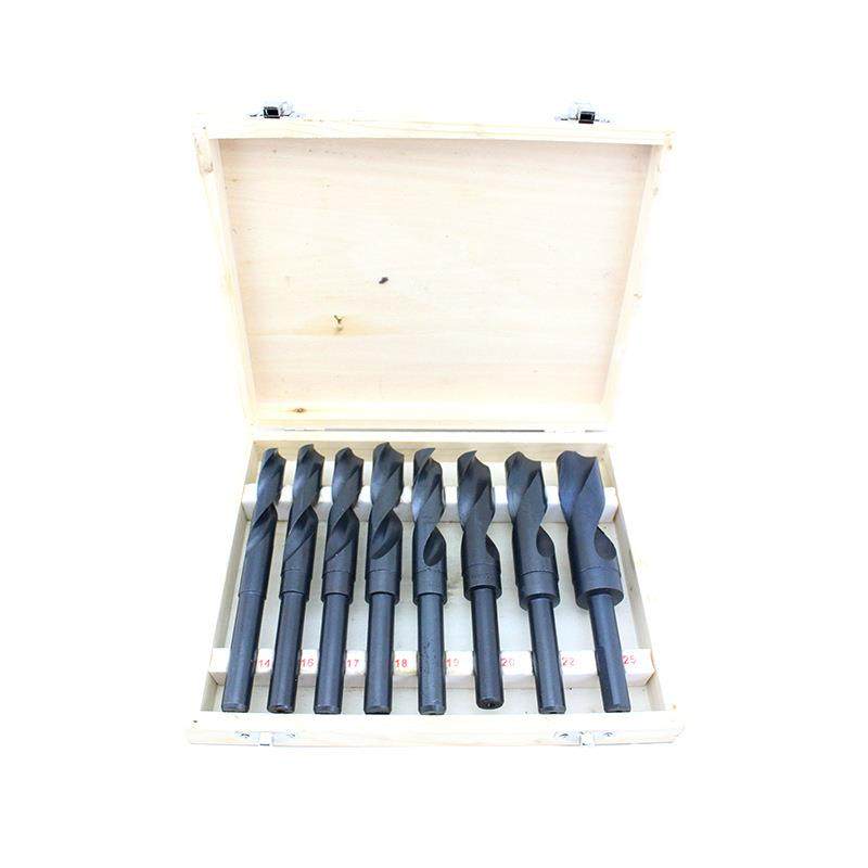 8件套黑色高速钢等柄麻花钻头小柄钻木盒装1/2柄钻头木材钻孔