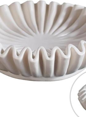 凹槽荷叶边装饰碗-客厅造型咖啡桌书架和控制台桌造型家居装饰