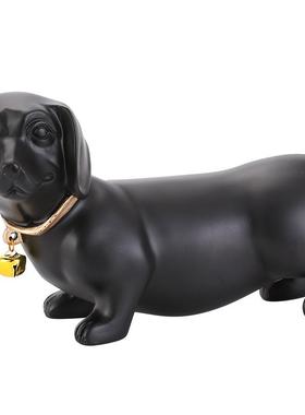 现代创意腊肠犬个性小狗摆件模型树脂家庭新房搬家乔迁桌面装饰品