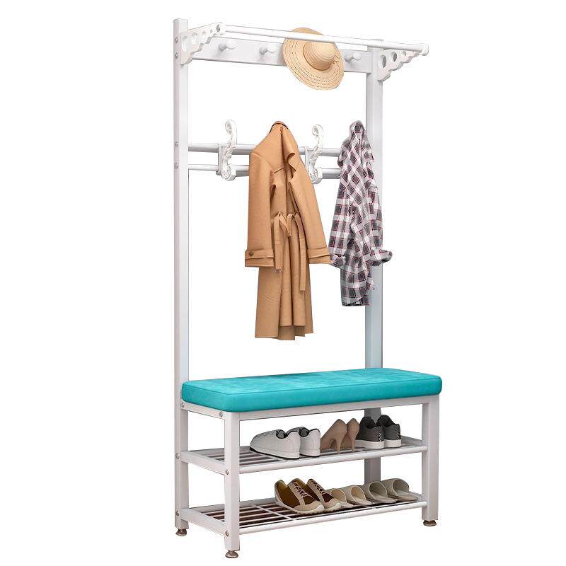 家用衣架储物柜一体落地立式衣架子卧室挂衣架入户衣帽架带换鞋凳