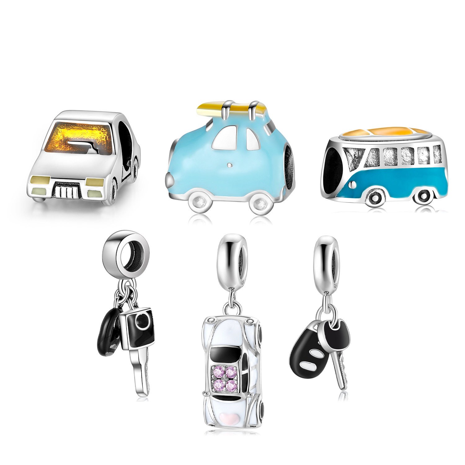 S925纯银珠子 创意小汽车巴士系列串珠吊坠手工DIY配件散珠银饰品,饰品/流行首饰/时尚饰品新,银饰吊坠,淘宝优惠券,粉丝福利购,淘宝优惠卷