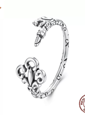时予原创个性复古花纹钥匙开口戒指浪漫精致通体s925纯银戒指手饰