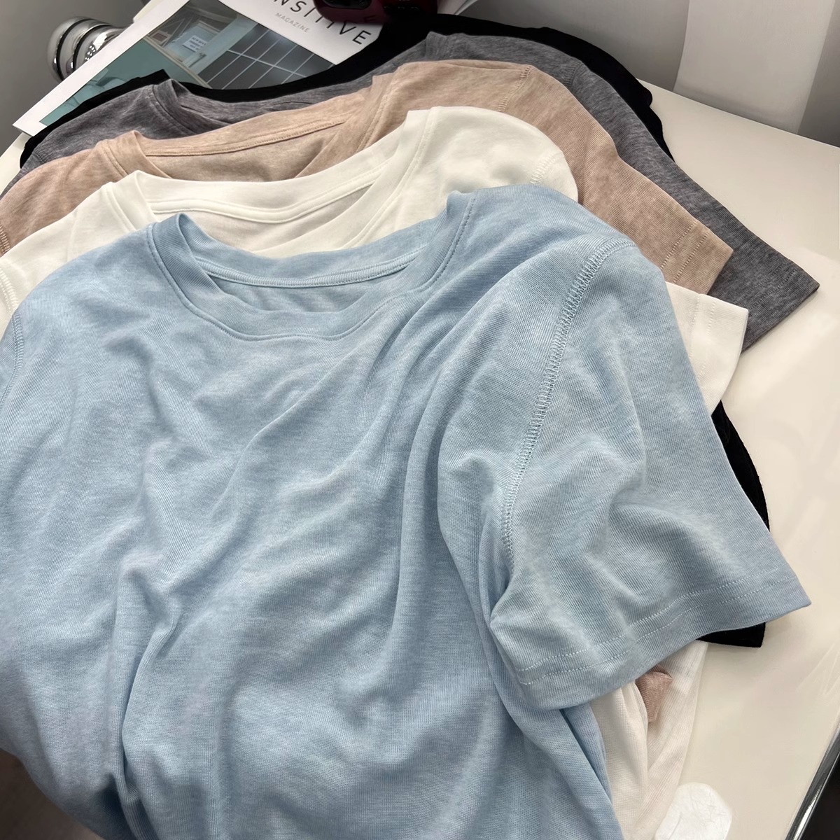 软绵绵莱赛尔薄款短袖t恤女夏