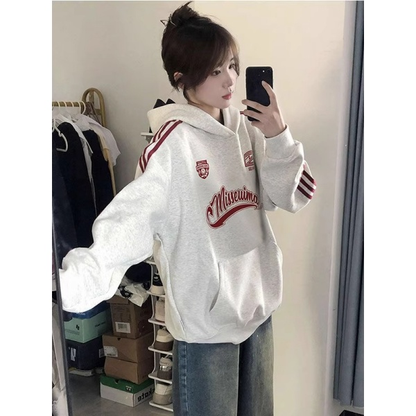 春秋新款爆款初中生宽松连帽外套