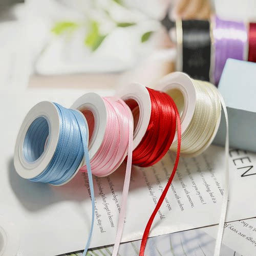 3mm双面涤纶带织带蝴蝶结蛋糕装饰高端礼品包装绸缎带细丝带