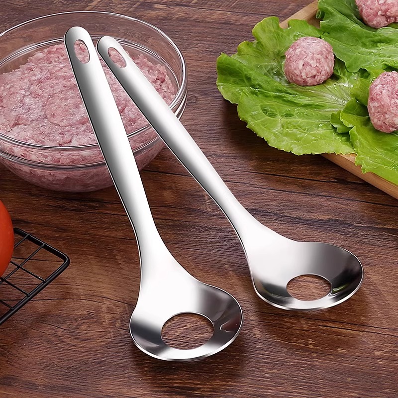 压肉丸不锈钢勺子神器家用挤肉丸