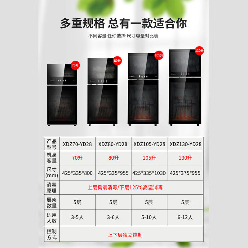 康宝 XDZ70-YD28/120/130/160-YD28升家用消毒柜高温碗柜双门立式