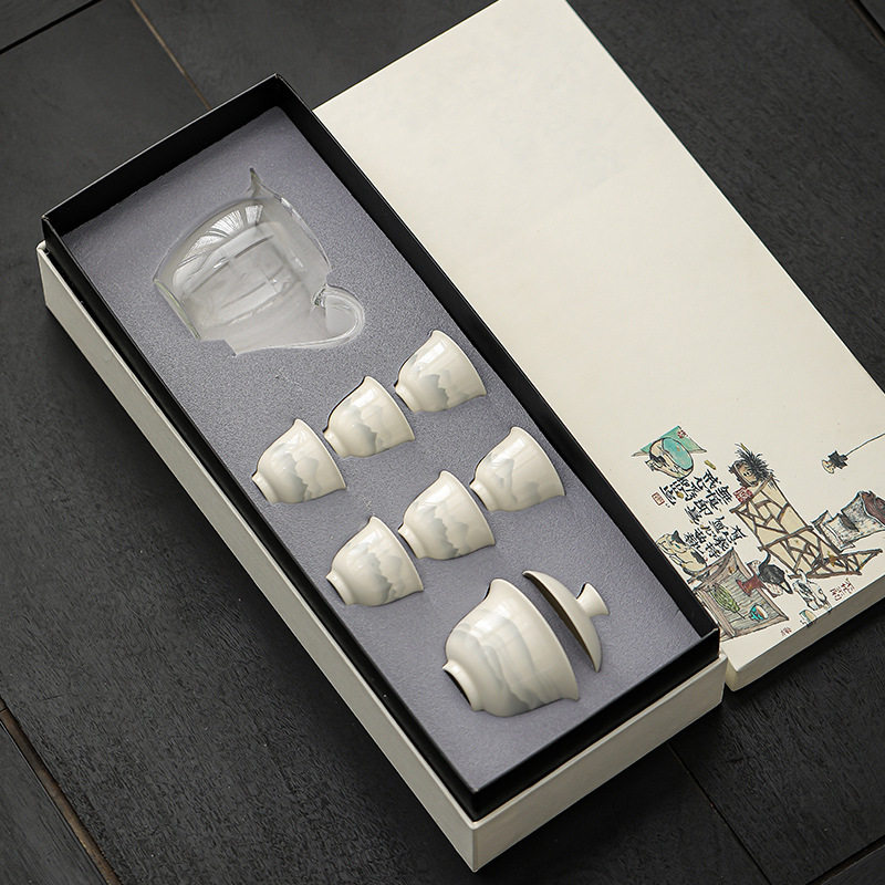 国风+草木灰+功夫茶具+套装+礼盒