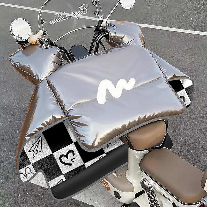 冬季镀膜防水双面电动车挡风被加绒加厚通用电动摩托车挡风罩新款