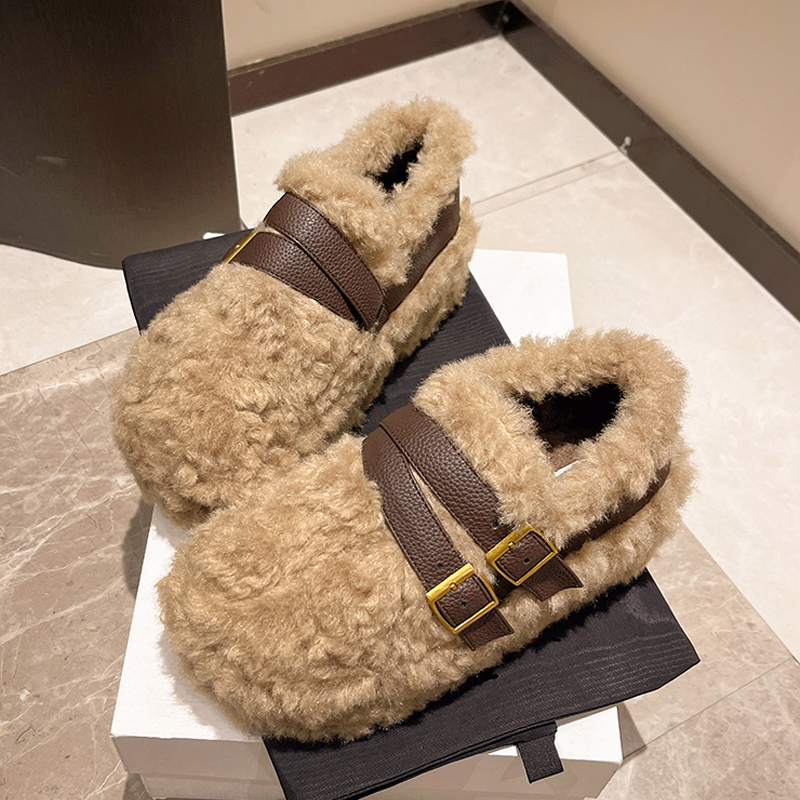 网红爆款羊羔毛毛鞋女一脚蹬棉鞋