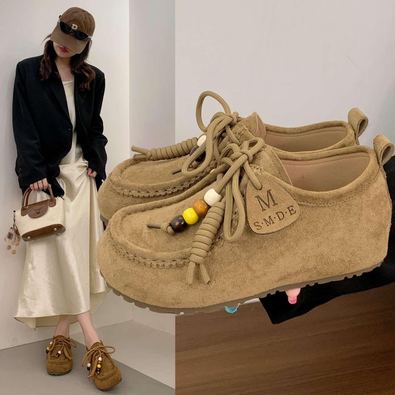 厚底内增高全包勃肯鞋女2026春季新款复古系带袋鼠鞋软底博肯单鞋,女鞋,勃肯鞋/软木鞋,淘宝优惠券,粉丝福利购,淘宝优惠卷