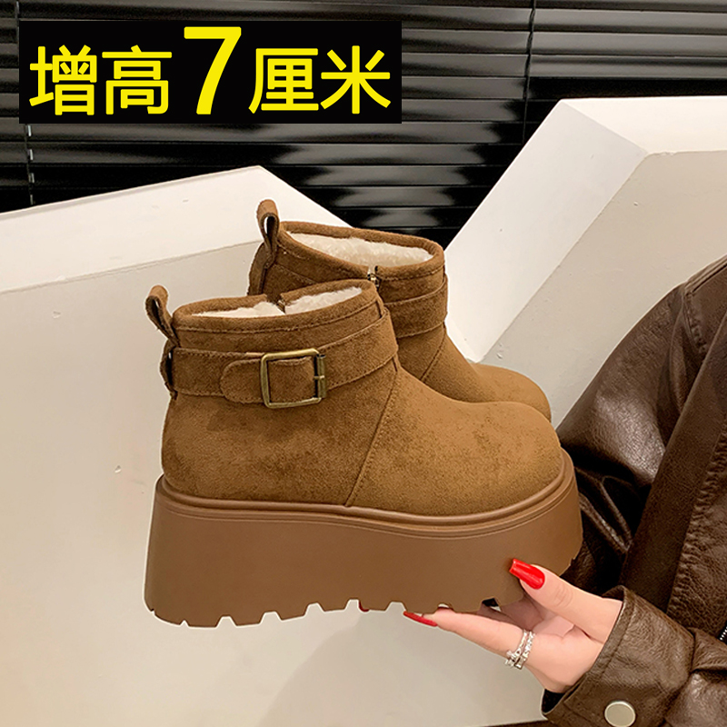 厚底加绒马丁靴女百搭勃肯雪地靴