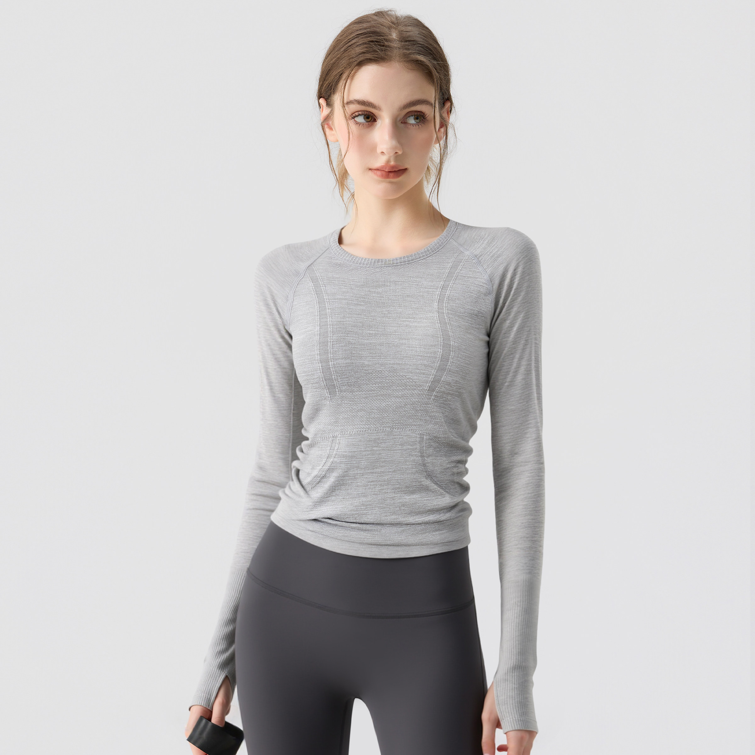 新丽雅瑜伽服长袖秋冬圆领速干跑步运动上衣普拉提训练健身服套装,运动服/休闲服装,健身衣,淘宝优惠券,粉丝福利购,淘宝优惠卷