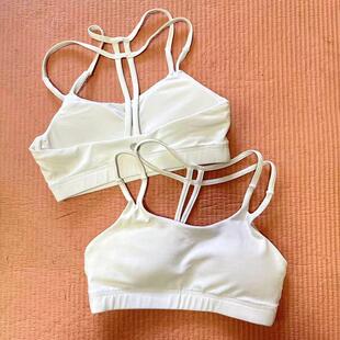 纯白色小细带运动背心瑜伽普拉提美背健身撸铁