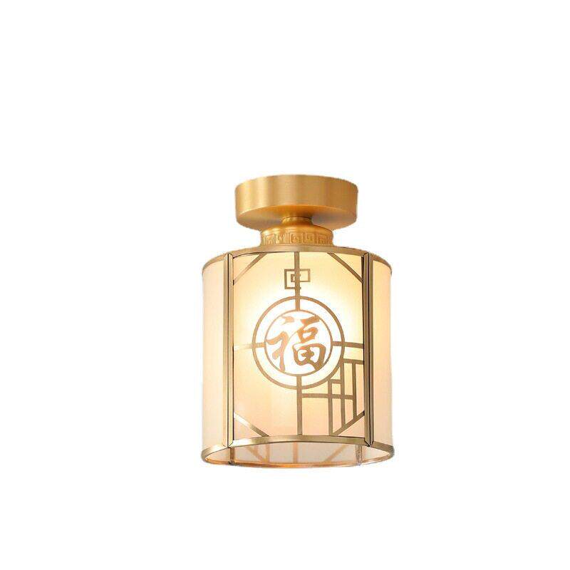 中式过道灯入户门厅小吸顶灯全铜楼梯灯中国风阳台衣帽间