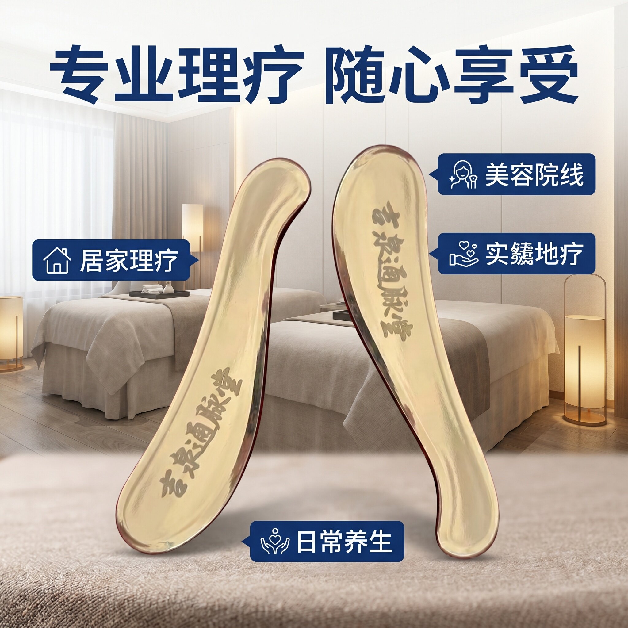 吉泉黄铜刮痧板专业按摩刮疗片足部护理刮痧板美容院线居家理疗