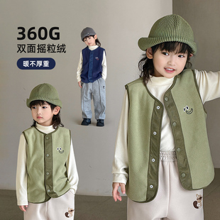 男童马甲儿童外穿背心2025冬新款摇粒绒坎肩内穿宝宝加绒校服内搭