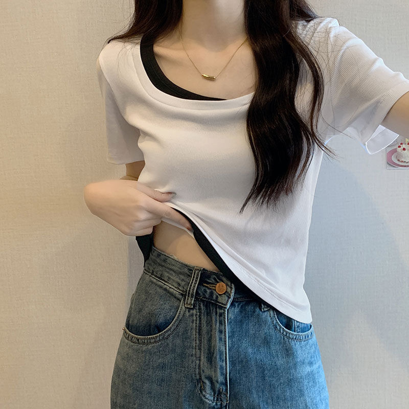 短袖韩版薄款冰丝螺纹女