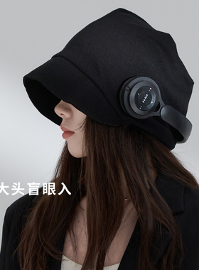 设计款！鸭舌堆堆帽女春秋大头围包头冷帽网红显脸小护耳日系帽子