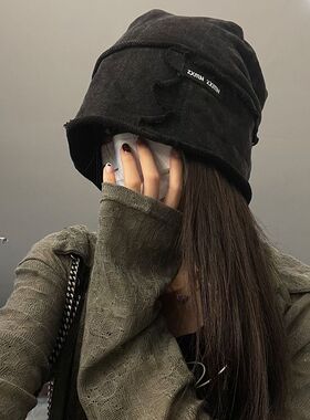 TUshu 废土风不想理人~大版水洗复古包头帽子男女情侣堆堆帽冷帽