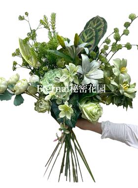 莫奈花园风仿真花组合套餐高端绿植紫色系花艺布景手捧花门头造景