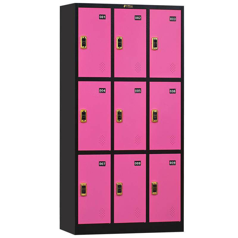 彩色更衣柜浴室健身房更衣柜带锁铁皮柜员工储物柜感应锁存包柜