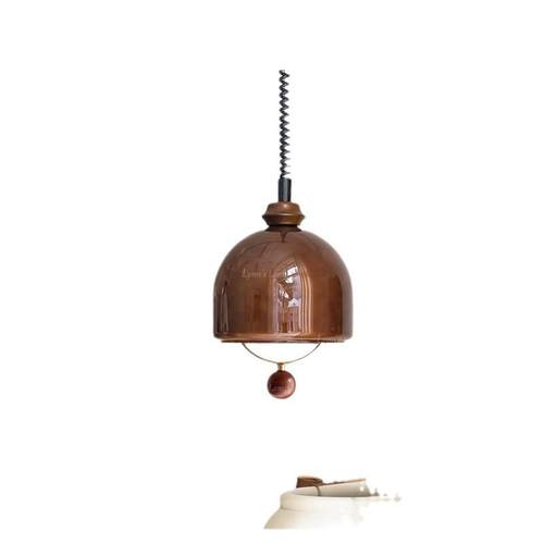 法式复古可伸缩餐厅吊灯侘寂风中古吊灯书房吧台茶室升降餐桌灯具