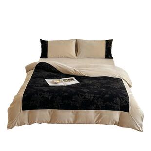 一舟花染丨秋冬亲肤高克重金丝绒提花四件套绒宝宝绒保暖床单被套