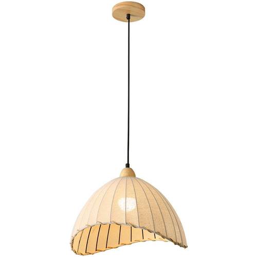 餐厅灯吊灯日式复古原木护眼茶室吧台灯北欧侘寂风布艺餐桌饭厅灯