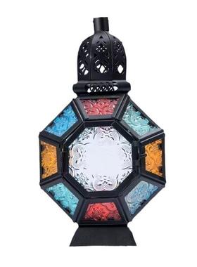 彩色金属烛台复古烤漆铁艺风灯圣诞节婚庆装饰品摆件厂