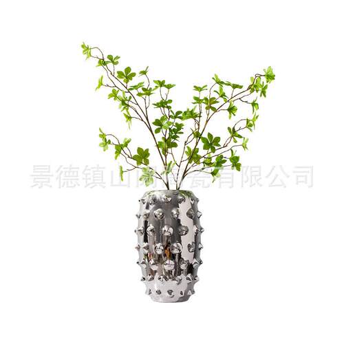 景德镇镀银陶瓷花瓶花艺酒柜电视柜摆件书架简约客厅时尚创意装饰