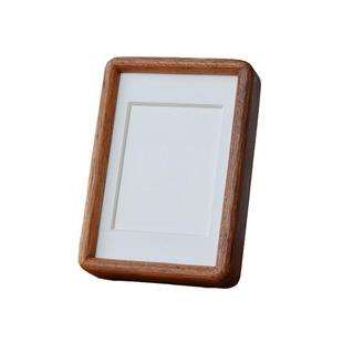 非洲沙比利榫卯圆角相框D款摆台实木六七八十二寸A4原木画框摆件