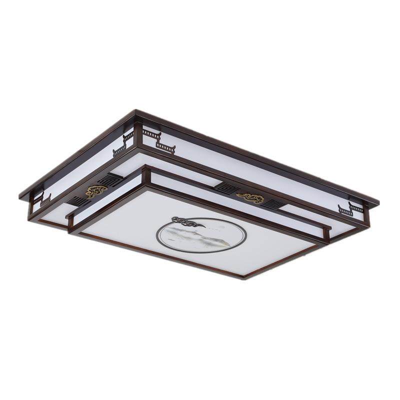 新中式仿古客厅灯中国风黑胡桃实木大灯长方形卧室书房吸顶灯具,家装灯饰光源,客厅吸顶灯,淘宝优惠券,粉丝福利购,淘宝优惠卷