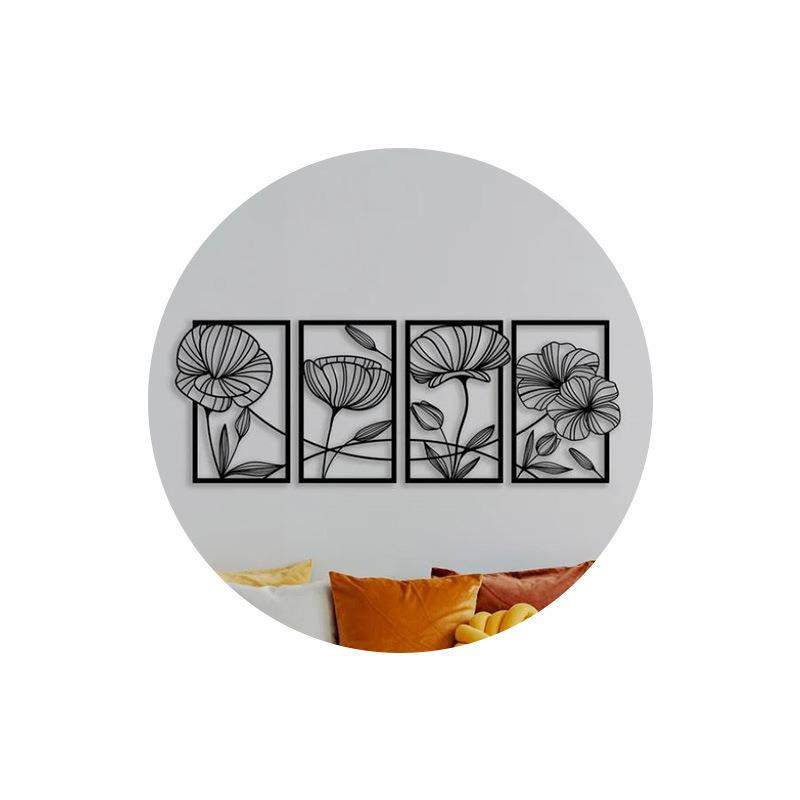 热卖壁挂金属工艺品墙面四件套立体线条荷叶家居装饰工艺品,家居饰品,装饰摆件,淘宝优惠券,粉丝福利购,淘宝优惠卷