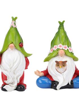 圣诞太阳能灯精灵摆件小矮人户外庭院草坪树脂装饰品创意居家摆设