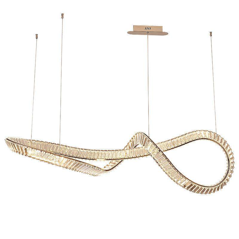 轻奢水晶餐厅吊灯现代简约2025年新款大厅吧台大气个性飘带长条灯,家装灯饰光源,智能吊灯,淘宝优惠券,粉丝福利购,淘宝优惠卷