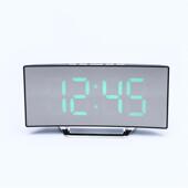 客厅曲面屏简约LED镜面数字电子钟家居桌面贪睡闹钟床头钟礼品