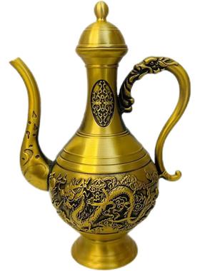 黄铜御用龙凤酒壶铜酒壶创意铜器工艺品礼品摆件装饰品