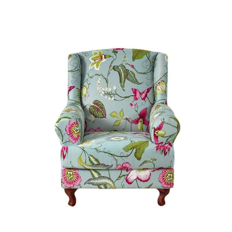 弹力老虎凳椅子套单人全包沙发套罩美式斯佳蒙印花两件套