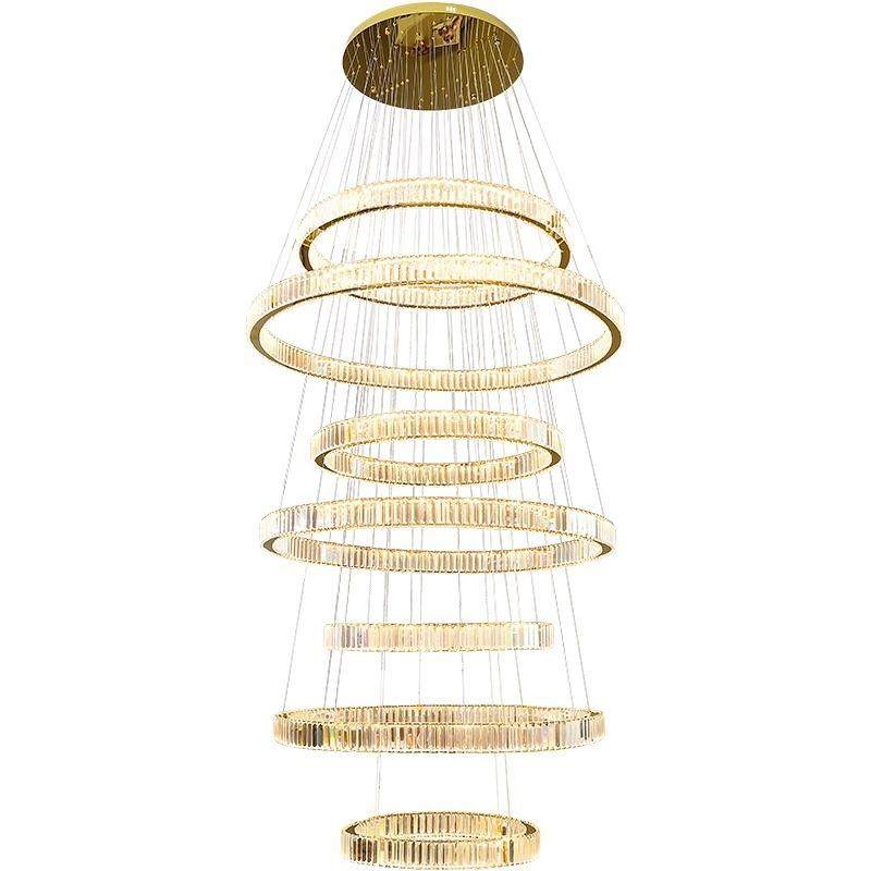 现代简约水晶大吊灯复式楼挑空客厅灯高级感大厅长吊灯设计师创意,家装灯饰光源,智能吊灯,淘宝优惠券,粉丝福利购,淘宝优惠卷