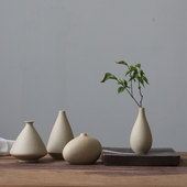 侘寂风陶瓷小花瓶迷你素烧粗陶罐子陶土原色复古干花插花陶罐批发