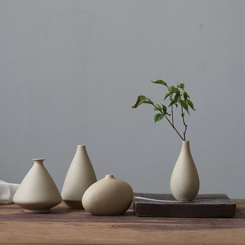 侘寂风素烧陶罐迷你花瓶厂家批发