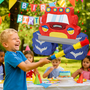 HK汽车皮纳塔儿童生日砸糖玩具游戏赛车挖土机男孩子敲打pinata