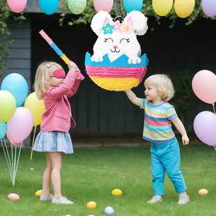 复活节皮纳塔砸糖玩具节日派对游戏场景装扮礼物敲打拉线pinata