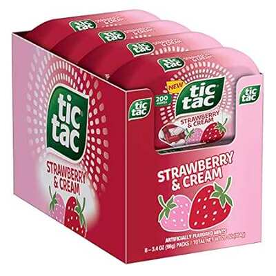 Tic Tac， Strawberry and Cream Flavored， On-the-Go Refresh