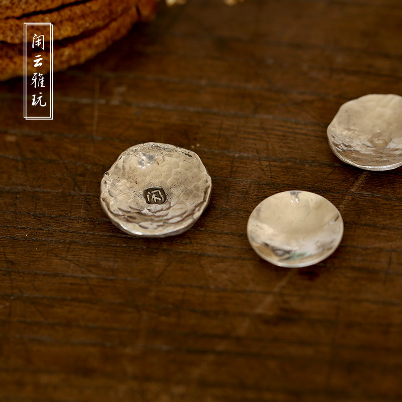 闲云雅玩新款日式手工锤纹纯银隔火银叶片电熏炉熏香空熏香道香具