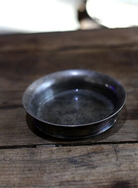 592三足敞口纯锡壶承茶盘 直径13.8cm内径11cm 重约310g