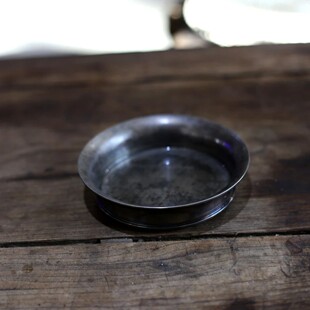 592三足敞口纯锡壶承茶盘 重约310g 直径13.8cm内径11cm