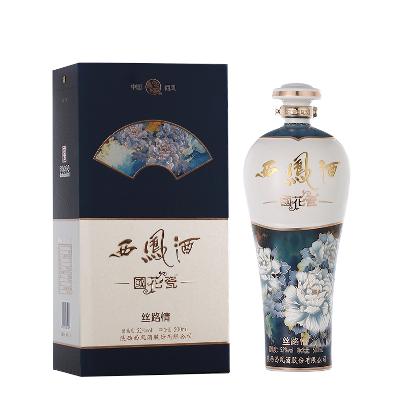国花瓷西凤酒52度大唐丝路情500ml纯粮食商务宴请收藏高档白酒