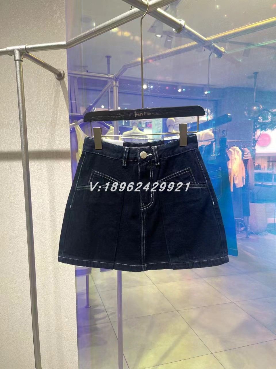 专柜正品Jessy·Line杰西莱杰茜莱2024春款牛仔裙413212254-399